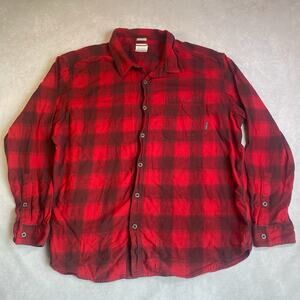 COLUMBIA Mens 2XL (fits like an XL) Long Sleeve Buffalo Red Plaid Button Up